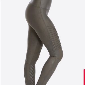 SPANX Gunmetal gray Moto leggings.